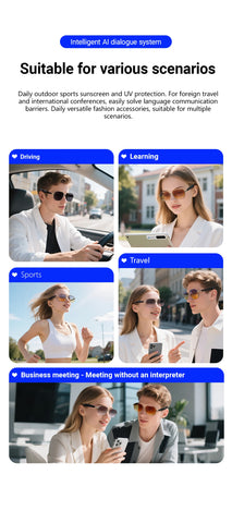 Fashion Sunglasses 2025 Smart Glasses Bluetooth Call Women Men UV400 Hiking Fishing Al Intelligent Wireless Translation Glasses