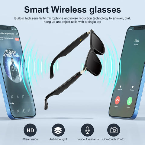 Smart Glasses with AI Translator BT Glasses Hands-Free Music & Calls Audio Glasses Waterproof for Men Women