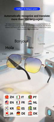 Fashion Sunglasses 2025 Smart Glasses Bluetooth Call Women Men UV400 Hiking Fishing Al Intelligent Wireless Translation Glasses