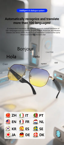 Fashion Sunglasses 2025 Smart Glasses Bluetooth Call Women Men UV400 Hiking Fishing Al Intelligent Wireless Translation Glasses