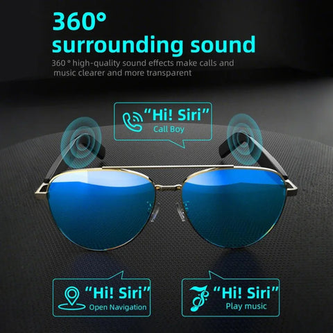 Wireless smart glasses with audio and voice calling, rechargeable music glasses with built-in microphone