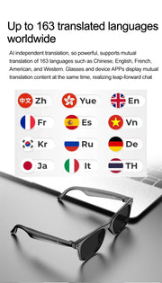 2025 New Smart Glasses Men 163 Online Language Al Intelligent Translation Anti-blue Lenses Wireless Call Voice Assistant Glasses