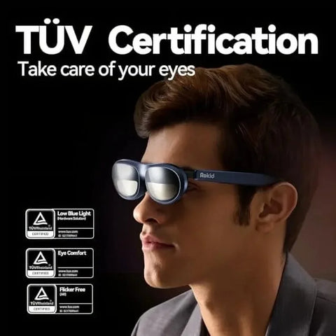 AR Glasses, Smart Glasses with 360'' Micro-OLED Virtual Theater, 50° FOV, 600nits Brightness, HDCP Support & Cloud Gaming