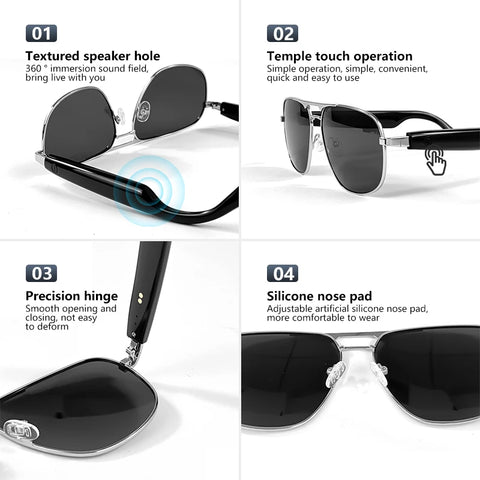 Fashion Sunglasses 2024 Smart Glasses Bluetooth 5.3 Women Men UV400 Hiking Mountaineering Fishing Wireless Intelligent Lenses