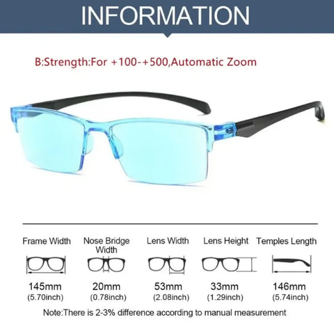 Smart Zoom Reading Glasses Anti Blue Light Presbyopia Glasses Magnifier For Both Men Women Adjustable Focus Light Lightweight