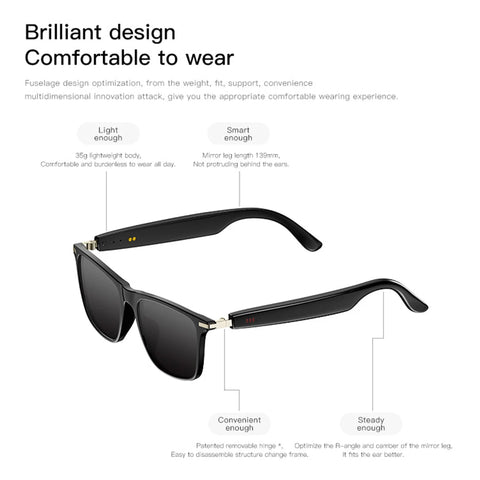 Smart Glasses with AI Translator BT Glasses Hands-Free Music & Calls Audio Glasses Waterproof for Men Women