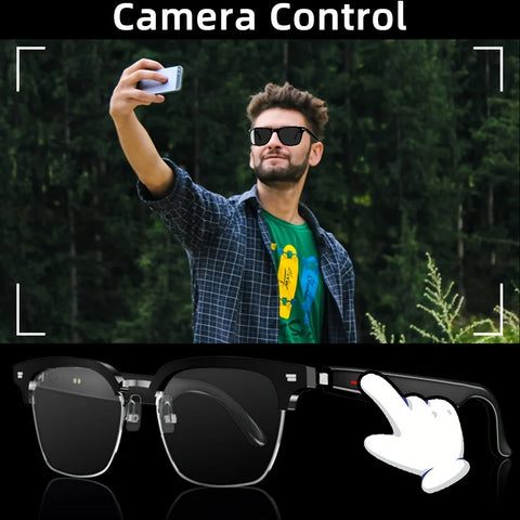 SENBONO Men's Smart Glasses With Bluetooth Call Wireless Smart Glasses Camera Control Speaker Sunglasses Anti-blue light Glasses