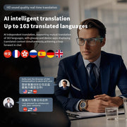 2025 New Smart Glasses Men 163 Online Language Al Intelligent Translation Anti-blue Lenses Wireless Call Voice Assistant Glasses
