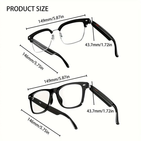 SENBONO Men's Smart Glasses With Bluetooth Call Wireless Smart Glasses Camera Control Speaker Sunglasses Anti-blue light Glasses