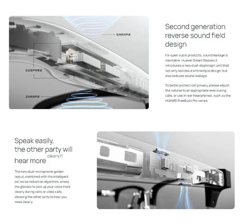 Huawei Smart Glasses 2 All-weather intelligent broadcasting, 11 hours of continuous listening, open listening design