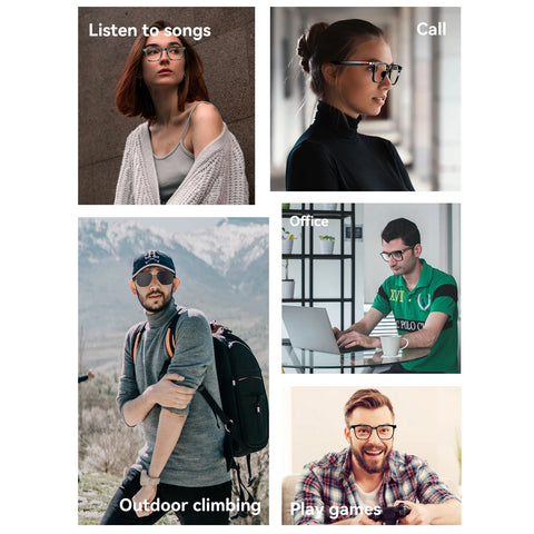 SENBONO Men's Smart Glasses With Bluetooth Call Wireless Smart Glasses Camera Control Speaker Sunglasses Anti-blue light Glasses