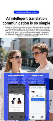 Fashion Sunglasses 2025 Smart Glasses Bluetooth Call Women Men UV400 Hiking Fishing Al Intelligent Wireless Translation Glasses