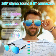 Wireless smart glasses with audio and voice calling, rechargeable music glasses with built-in microphone