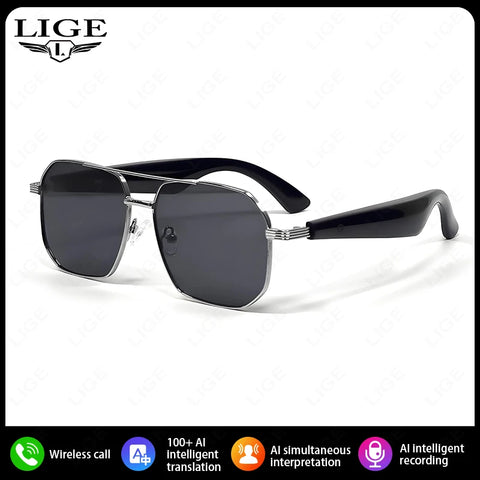 Fashion Sunglasses 2025 Smart Glasses Bluetooth Call Women Men UV400 Hiking Fishing Al Intelligent Wireless Translation Glasses