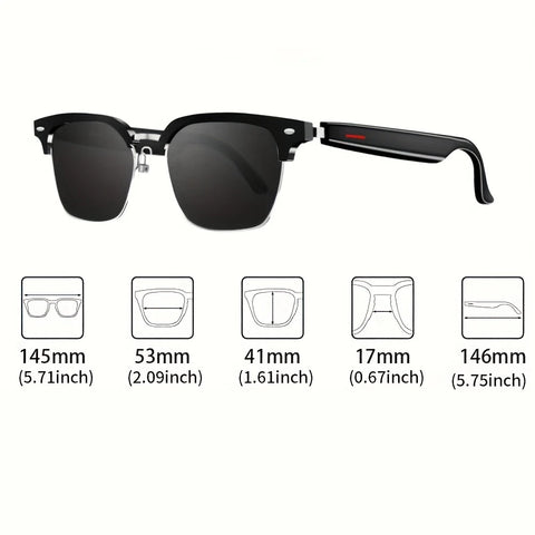 SENBONO Men's Smart Glasses With Bluetooth Call Wireless Smart Glasses Camera Control Speaker Sunglasses Anti-blue light Glasses