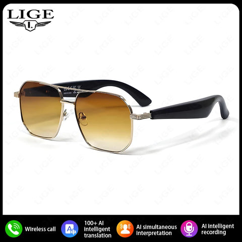 Fashion Sunglasses 2025 Smart Glasses Bluetooth Call Women Men UV400 Hiking Fishing Al Intelligent Wireless Translation Glasses