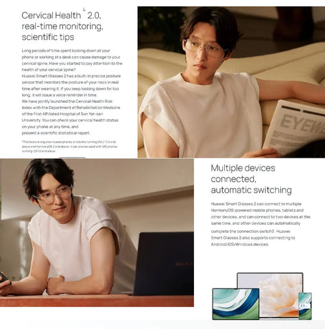 Huawei Smart Glasses 2 All-weather intelligent broadcasting, 11 hours of continuous listening, open listening design