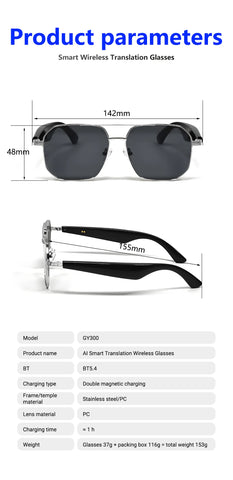 Fashion Sunglasses 2025 Smart Glasses Bluetooth Call Women Men UV400 Hiking Fishing Al Intelligent Wireless Translation Glasses