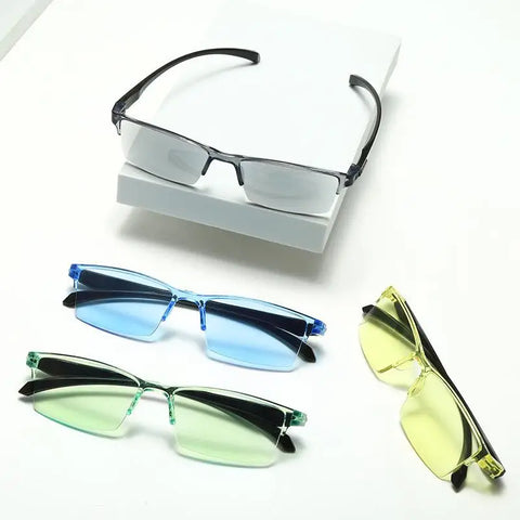 Smart Automatic Zoom Reading Glasses Anti Blue Ray Eyeglasses Autofocus Power Half-Rim Near Far Computer Glasses