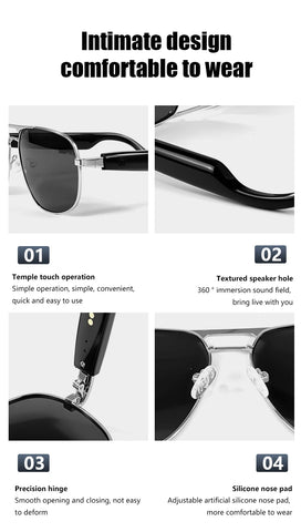 Fashion Sunglasses 2024 Smart Glasses Bluetooth 5.3 Women Men UV400 Hiking Mountaineering Fishing Wireless Intelligent Lenses