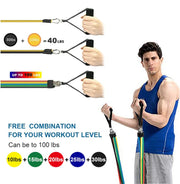 11pcs/Set Pull Rope, Resistance Bands, Portable Fitness Equipment, Ankle Strap, Chest Expander, Elastic Exercise Band