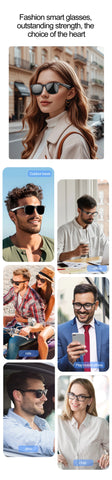 2025 New Smart Glasses Men 163 Online Language Al Intelligent Translation Anti-blue Lenses Wireless Call Voice Assistant Glasses