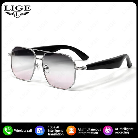 Fashion Sunglasses 2025 Smart Glasses Bluetooth Call Women Men UV400 Hiking Fishing Al Intelligent Wireless Translation Glasses