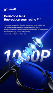 Smart Glasses 200W Pixel Camera Video Recording Noise Reduction AI Recognition Real-Time Translation Intelligent Glasses
