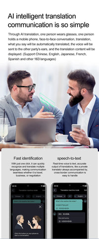 2025 New Smart Glasses Men 163 Online Language Al Intelligent Translation Anti-blue Lenses Wireless Call Voice Assistant Glasses
