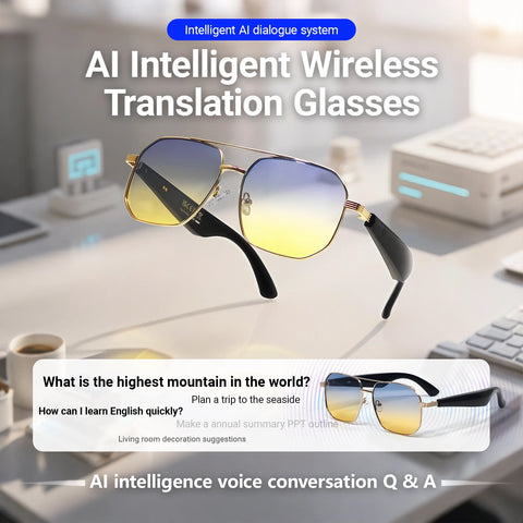 Fashion Sunglasses 2025 Smart Glasses Bluetooth Call Women Men UV400 Hiking Fishing Al Intelligent Wireless Translation Glasses