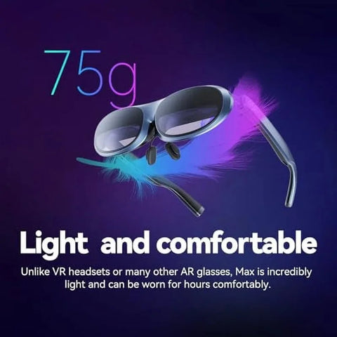 AR Glasses, Smart Glasses with 360'' Micro-OLED Virtual Theater, 50° FOV, 600nits Brightness, HDCP Support & Cloud Gaming